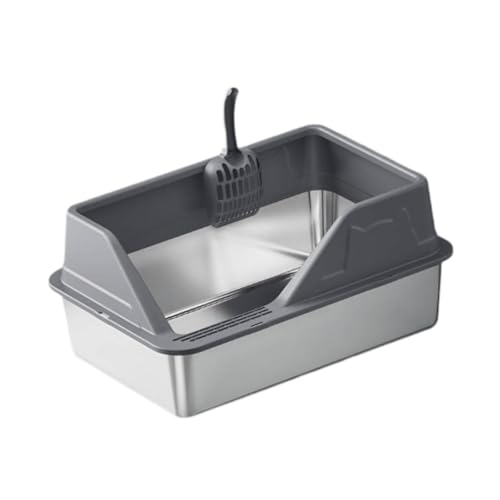 Sharplace Katzentoilette und Schaufel aus Edelstahl, tragbares Katzenklo mit Spritzschutz und hohen Seiten, Tiefgrau Sharplace Katzentoilette und Schaufel aus Edelstahl, tragbares Katzenklo mit Spritzschutz und hohen Seiten, Tiefgrau von Sharplace