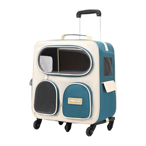 Sharplace Katzentrage-Rucksack mit Trolley, Hände frei, zum Wandern und Einkaufen, wasserdichtes Nylonmaterial, leicht, atmungsaktiv, mit Rädern, Grün Blau Sharplace Katzentrage-Rucksack mit Trolley, Hände frei, zum Wandern und Einkaufen, wasserdichtes Nylonmaterial, leicht, atmungsaktiv, mit Rädern, Grün Blau von Sharplace