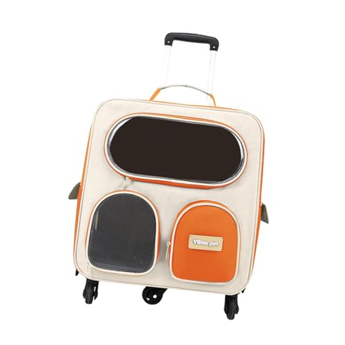 Sharplace Katzentrage-Rucksack mit Trolley, Hände frei, zum Wandern und Einkaufen, wasserdichtes Nylonmaterial, leicht, atmungsaktiv, mit Rädern, Orange Sharplace Katzentrage-Rucksack mit Trolley, Hände frei, zum Wandern und Einkaufen, wasserdichtes Nylonmaterial, leicht, atmungsaktiv, mit Rädern, Orange von Sharplace