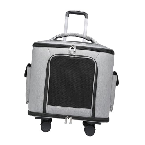 Sharplace Katzentragetasche mit Universalrädern, Teleskopgriff, tragbare Handtasche, Haustier-Rolltragetasche für große Katzen, Welpen, Camping, Outdoor, Grau Sharplace Katzentragetasche mit Universalrädern, Teleskopgriff, tragbare Handtasche, Haustier-Rolltragetasche für große Katzen, Welpen, Camping, Outdoor, Grau von Sharplace