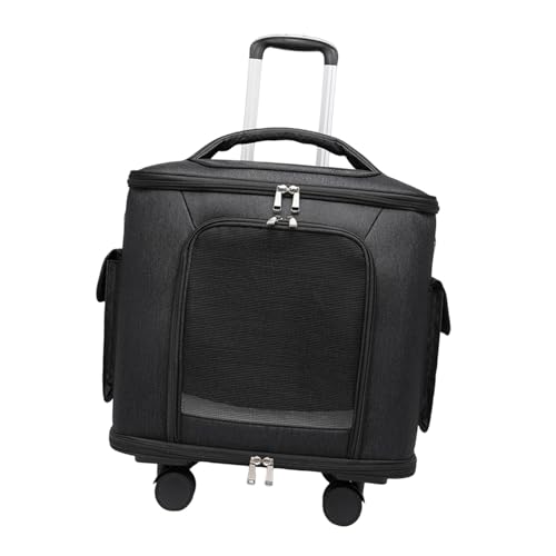 Sharplace Katzentragetasche mit Universalrädern, Teleskopgriff, tragbare Handtasche, Haustier-Rolltragetasche für große Katzen, Welpen, Camping, Outdoor, Schwarz Sharplace Katzentragetasche mit Universalrädern, Teleskopgriff, tragbare Handtasche, Haustier-Rolltragetasche für große Katzen, Welpen, Camping, Outdoor, Schwarz von Sharplace