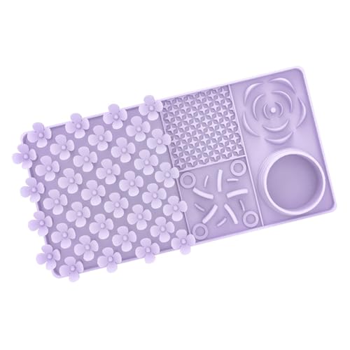 Sharplace Langsame Futter- und Leckmatte für Hunde, Futterspender-Pad für Haustiere, rutschfest, spülmaschinenfest, 5-in-1-Design, Schnüffelmatte für Haustiere, Lila von Sharplace