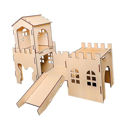 Sharplace Meerschweinchenhaus aus Holz, Spielhaus, Höhle, große Hütte, Kaninchenversteck, Schloss, Hasenhaus für Rennmäuse, Igel, Mäuse, Hamster, Lemminge von Sharplace