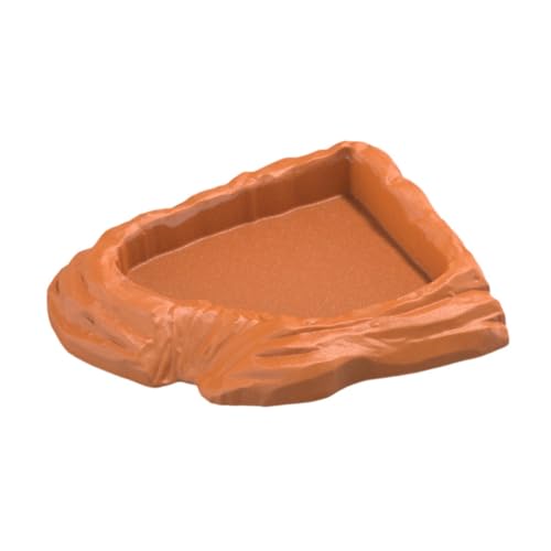 Sharplace Reptilien-trinkschale mit Felsdesign aus Langlebigem PP als Badebecken Und Futterstelle für Schlangen Echsen Und Kleintiere, Hellbraun von Sharplace