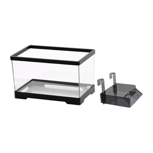 Sharplace Schildkrötenpanzer Schildkröte Gehege Starter Kit Bottom Drainage Fütterungskasten Reptilien Lebensraum Wasser Terrarium zum Ruhestand, Schwarz, M with Platform von Sharplace