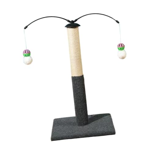 Sharplace Sisal-Katzenkratzbaum mit 2 baumelnden Bällen, interaktives Spielzeug, Stabiler Möbelschutz, Haustierbedarf, Kratzbaum, Dunkelgrau von Sharplace