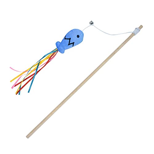 Sharplace Toys, Interaktives Katzenspielzeug mit Fischdesign, Bunte Bänder & Glocke für Kitten, Katzenspielzeug für Indoor-Katzen, Cat Teaser, Blau von Sharplace