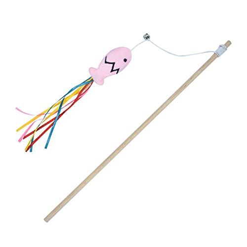 Sharplace Toys, Interaktives Katzenspielzeug mit Fischdesign, Bunte Bänder & Glocke für Kitten, Katzenspielzeug für Indoor-Katzen, Cat Teaser, ROSA von Sharplace