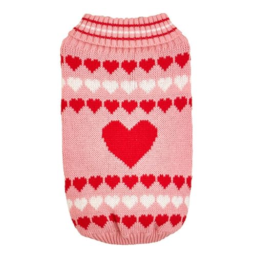 Sharplace Valentinstag-Hundepullover, herzförmige Welpen-Hundepullover-Kleidung, Haustier-Strickwaren für Hundekatzen-Haustierkostüm, rosa M von Sharplace