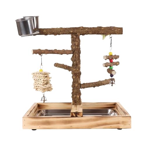 Sharplace Vögel, Sitzstangen aus Holz, Vogelspielzeug aus Holz, Spielplatz-Vogelkäfig-Zubehör mit abnehmbarem Tablett für Sittiche, Unzertrennliche, Sharplace Vögel, Sitzstangen aus Holz, Vogelspielzeug aus Holz, Spielplatz-Vogelkäfig-Zubehör mit abnehmbarem Tablett für Sittiche, Unzertrennliche, von Sharplace