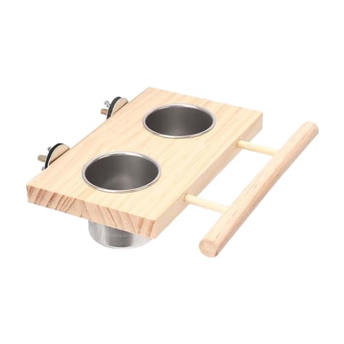 Sharplace Vogel Fütterungsschale Tasse Fütterungstasse mit Holzplattform Holzkäfig -Accessoire Barsch Standschale für Macaw Lovebird kleines Tier, Doppelschale Sharplace Vogel Fütterungsschale Tasse Fütterungstasse mit Holzplattform Holzkäfig -Accessoire Barsch Standschale für Macaw Lovebird kleines Tier, Doppelschale von Sharplace