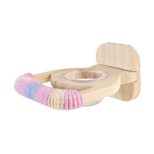 Sharplace Vogelsitzstange, Käfigzubehör, multifunktionales, kompaktes, interaktives Spielzeug, Papageien-Sitzstangenständer aus Holz mit Futternapf für von Sharplace