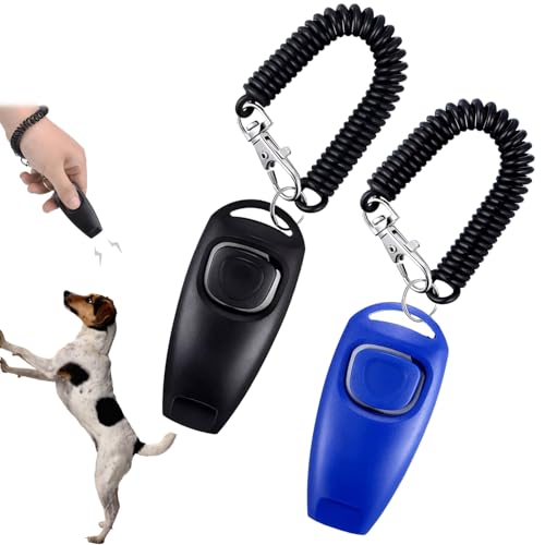 Shatore 2 Stück Profi Hundetraining Clicker und Pfeife 2-in-1, Clicker zur positiven Verstärkung, Hundetrainingspfeife für effektive Befehle von Shatore