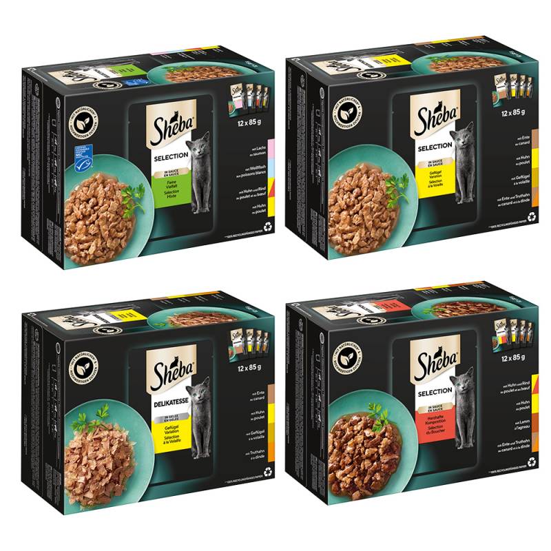 96 x 85 g Sheba Varietäten Frischebeutel zum günstigen Sparpreis! - Mixpaket 2 (4 Sorten) von Sheba