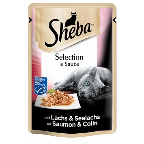 Sheba Pouch, Selection in Sauce, mit Lachs & Seelachs (MSC) von Sheba