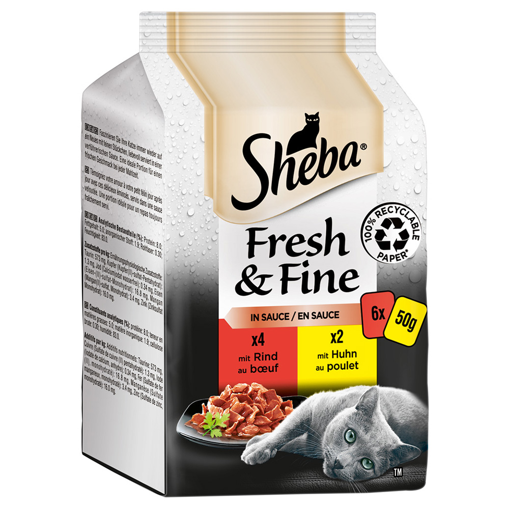 Megapack Sheba Fresh & Fine Frischebeutel 12 x 50 g - Feine Vielfalt von Sheba