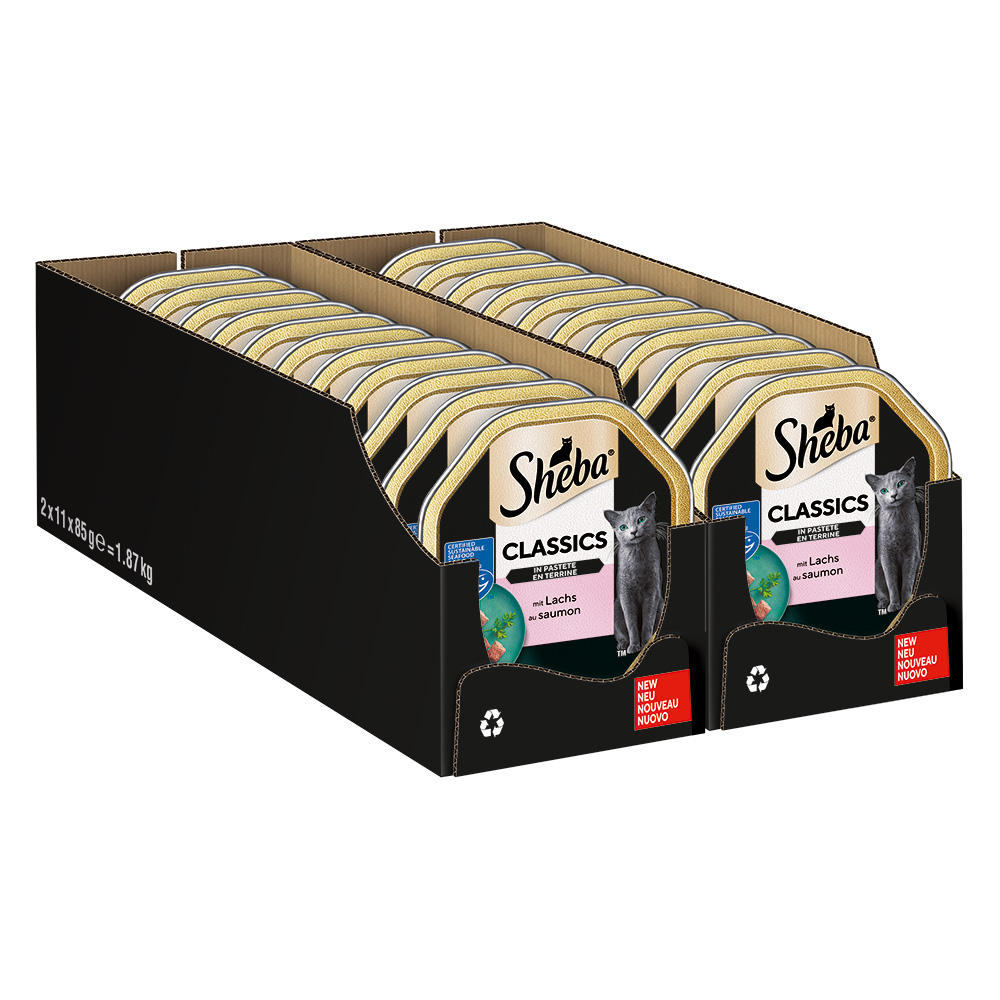 Megapack Sheba Schale 22 x 85 g - Classics in Pastete mit Lachs von Sheba