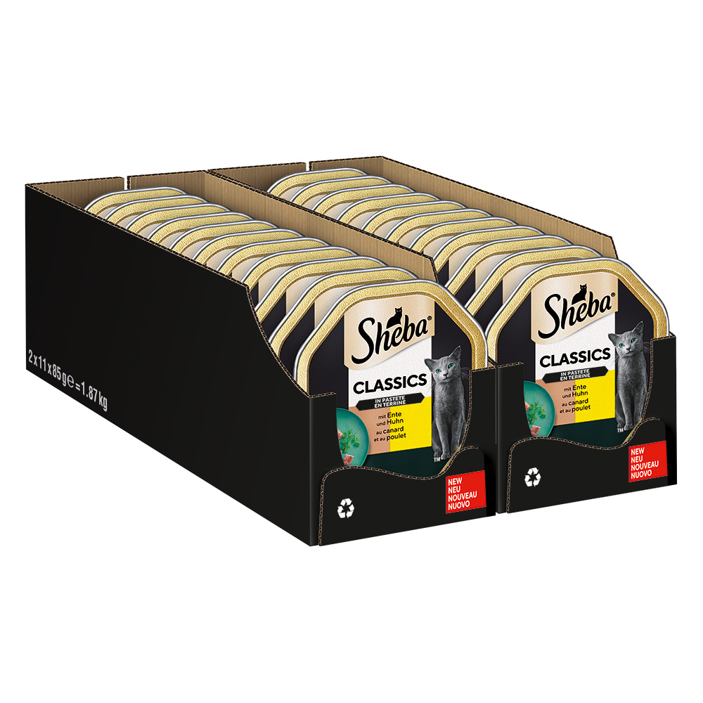 Megapack Sheba Schale 44 x 85 g - Classics in Pastete Ente und Huhn von Sheba