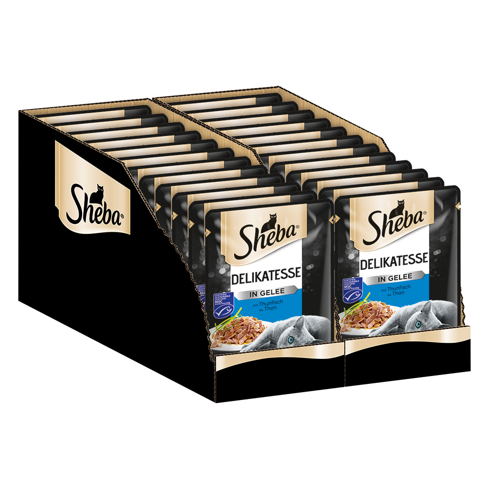 Megapack Sheba Varietäten Frischebeutel 24 x 85 g - Delikatesse in Gelee mit Thunfisch Megapack Sheba Varietäten Frischebeutel 24 x 85 g - Delikatesse in Gelee mit Thunfisch von Sheba