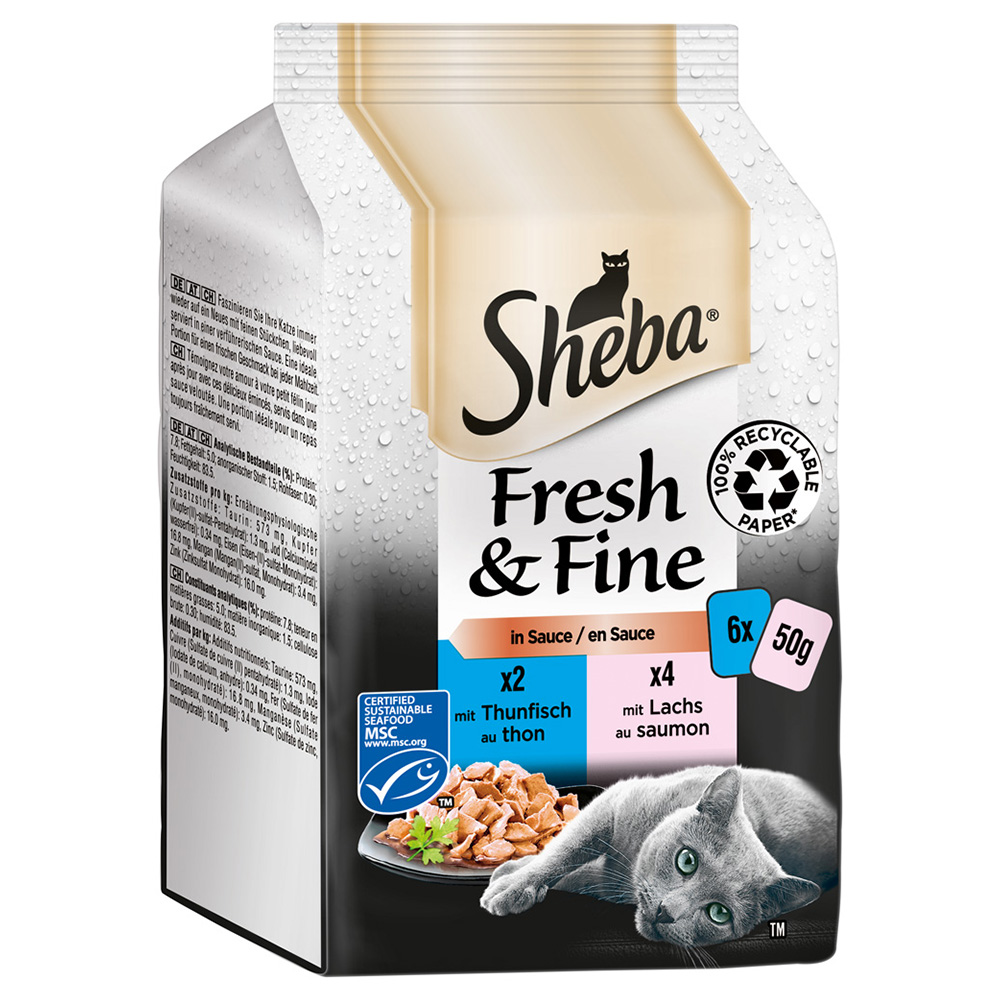 Multipack Sheba Fresh & Fine Frischebeutel 6 x 50 g - Fisch Variation von Sheba
