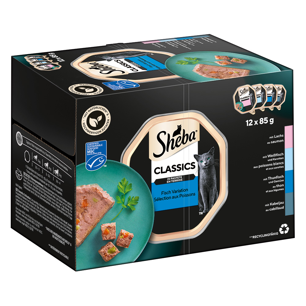 Multipack Sheba Varietäten Schälchen 12 x 85 g - Classics in Pastete von Sheba