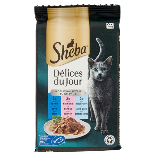 SHE DDJ Thunfisch Lachs Weißfisch Gelee 6 x 50g von Sheba