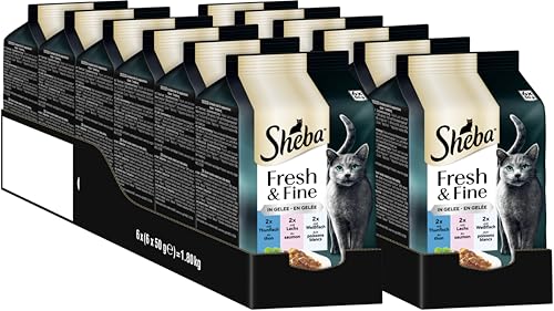 SHEBA® Fresh & Fine in Gelee mit Thunfisch, Lachs und Forelle (MSC) 12 x 6 x 50g von Sheba