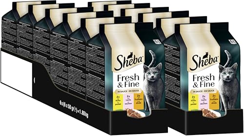 SHEBA® Fresh & Fine in Sauce mit Huhn. Lachs und Truthahn 12 x 6 x 50g von Sheba