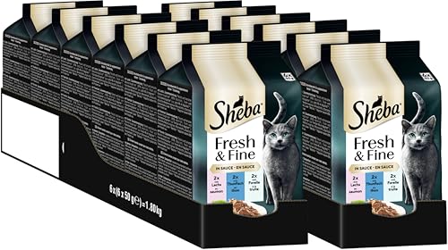 SHEBA® Fresh & Fine in Sauce mit Lachs, Thunfisch und Forelle (MSC) 12 x 6 x 50g von Sheba