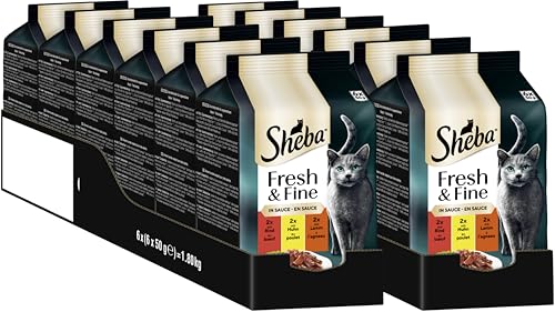 SHEBA® Fresh & Fine in Sauce mit Rind, Huhn und Lamm 12 x 6 x 50g von Sheba