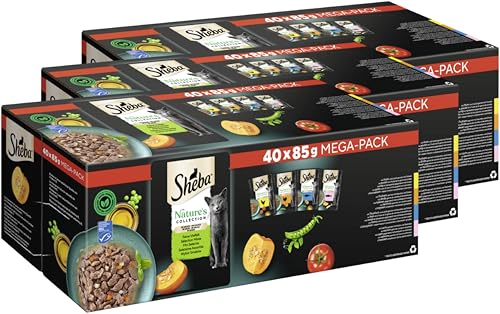 SHEBA® Portionsbeutel Mega-Pack Nature's Collection in Sauce Feine Vielfalt (MSC) 3 x 40 x 85g von Sheba