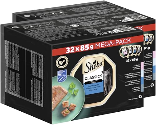 SHEBA® Schale Multipack Classics in Pastete Fisch Variation MSC 2 x 32 x 85g von Sheba