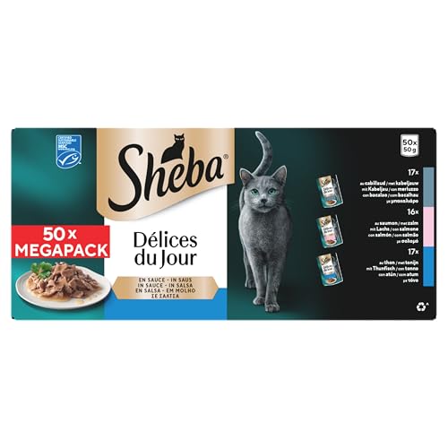 SHEBA CATCARE Pouch Wet Fresh & Fine (Fish) Chunks in Gravy Adult 50 x 50 g Multipack Standard von Sheba