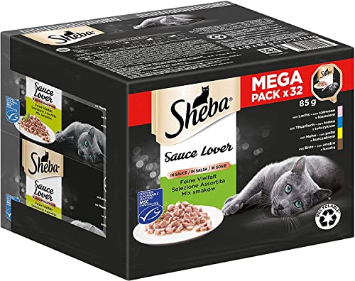 SHEBA Katzenfutter nass - 32 x 85g Schalen - Feine Vielfalt - mit Lachs, Thunfisch, Huhn und Ente - Nassfutter für Katzen in Sauce - 1 Großpackung SHEBA Katzenfutter nass - 32 x 85g Schalen - Feine Vielfalt - mit Lachs, Thunfisch, Huhn und Ente - Nassfutter für Katzen in Sauce - 1 Großpackung von Sheba