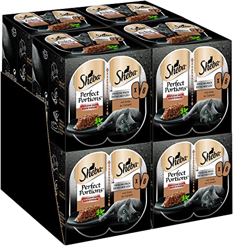 SHEBA PERFECT PORTIONS Nassfutter für Katzen mit Ente 8 x 3 x (2 x 375g) von Sheba