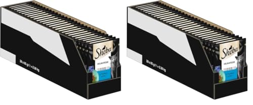 SHEBA Portionsbeutel Nassfutter für Katzen Delikatesse in Gelee mit Thunfisch MSC-Zertifiziert 28 x 85g (Packung mit 2) von Sheba