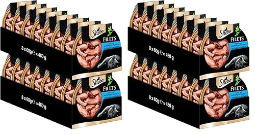 SHEBA Schale Nassfutter für Katzen Filets Huhn mit nachhaltigem Thunfisch 16 x 60g (Packung mit 2) von Sheba