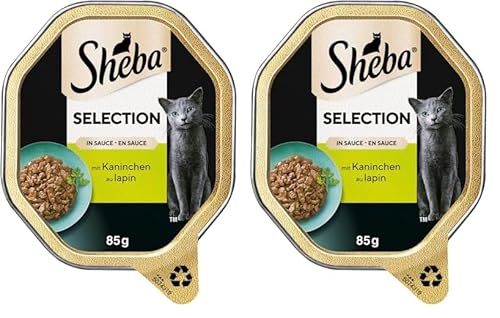 SHEBA Schale Nassfutter für Katzen Selection in Sauce mit Kaninchenhäppchen 2 x 11 x 85g (Packung mit 2) von Sheba