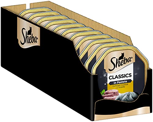 Sheba Classics in Pastete – Katzenfutter als Pasteten mit feinen Stückchen – Geflügel-Cocktail – Getreidefrei – 22 x 85g von Sheba