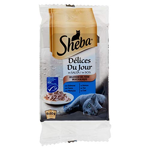 Sheba Délices du Jour Multipack Nassfutter für Katzen, Geschmack Fisch, 6 Beutel x 50 g Sheba Délices du Jour Multipack Nassfutter für Katzen, Geschmack Fisch, 6 Beutel x 50 g von Sheba
