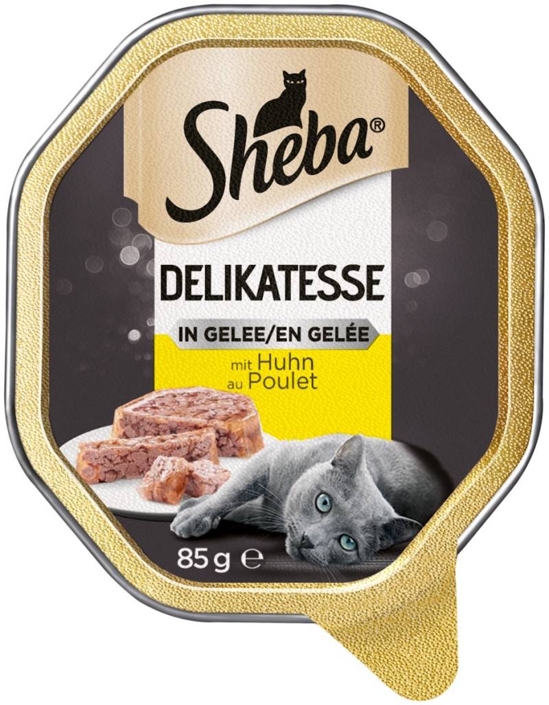 Sheba Delikatesse Gelee 85 Gramm Katzennassfutter Sparpaket 44 x 85 Gramm Geschnetzeltes mit Huhn
