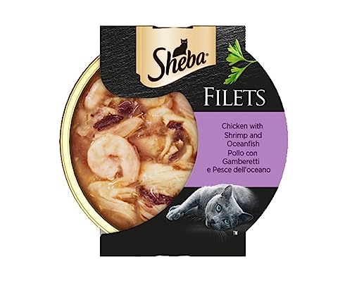 Sheba Filets Nassfutter für Katzen mit Huhn und Garnelen, 32 Schalen à 60 g, insgesamt 1920 g von Sheba