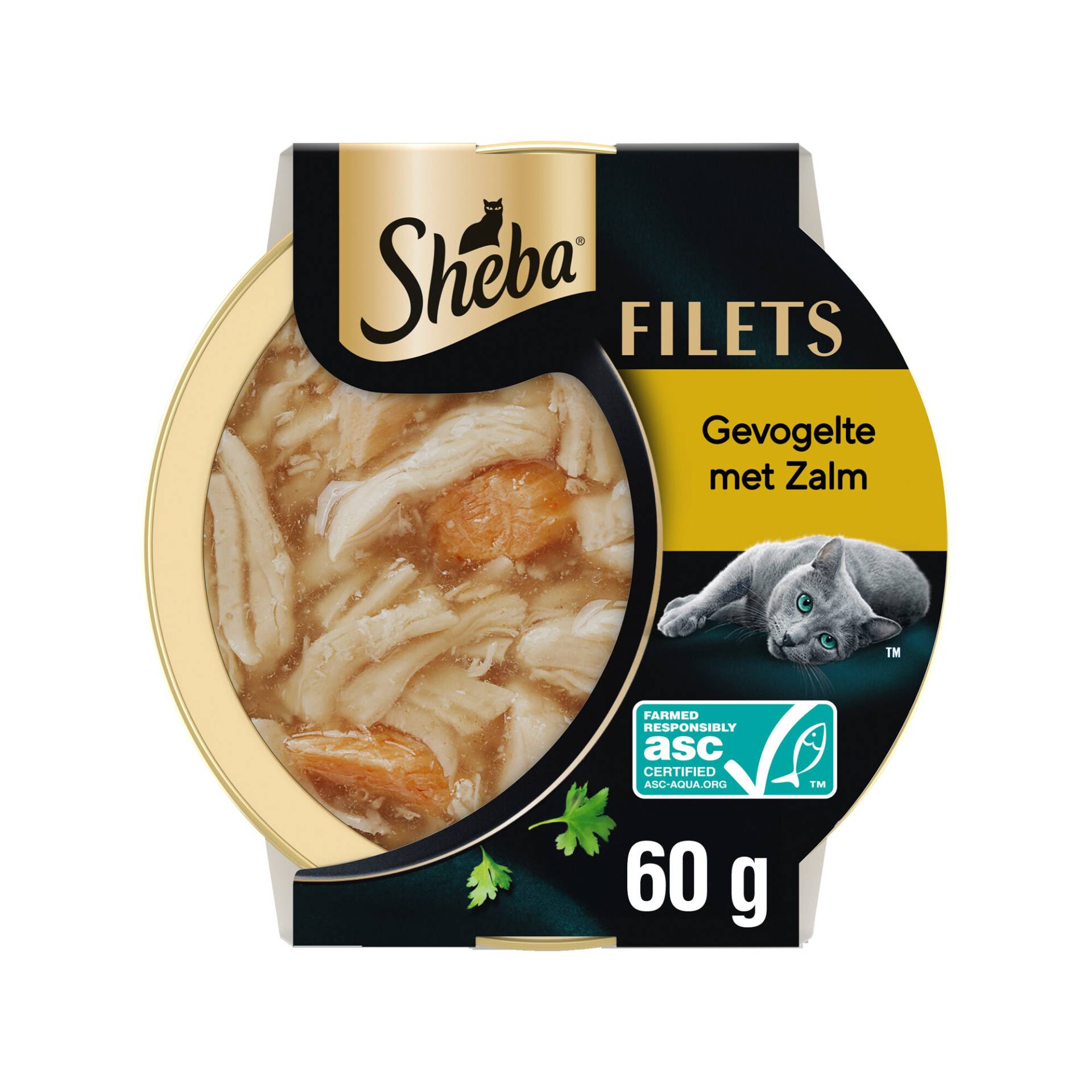 Sheba Filets mit Geflügel und Lachs in Sauce von Sheba