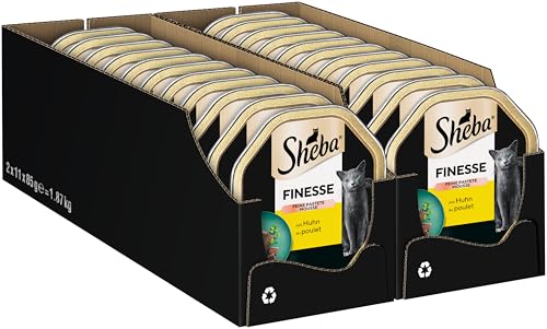 SHEBA Schale Nassfutter für Katzen Finesse Feine Pastete mit Huhn 22 x 85g von Sheba