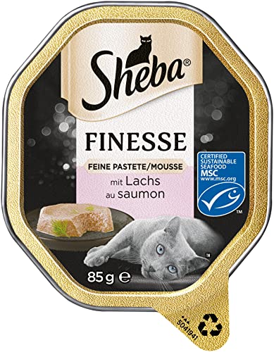 Sheba Finesse Feine Pastete - Katzennassfutter in der Schale - Mousse mit Lachs (MSC) - 22 x 85g von Sheba