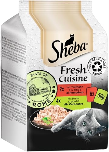 Sheba Fresh Cuisine Taste of Rome - Hochwertiges Katzen Nassfutter - Truthahn und Huhn - Im praktischen Protionsbeutel - 36 x 50g Sheba Fresh Cuisine Taste of Rome - Hochwertiges Katzen Nassfutter - Truthahn und Huhn - Im praktischen Protionsbeutel - 36 x 50g von Sheba