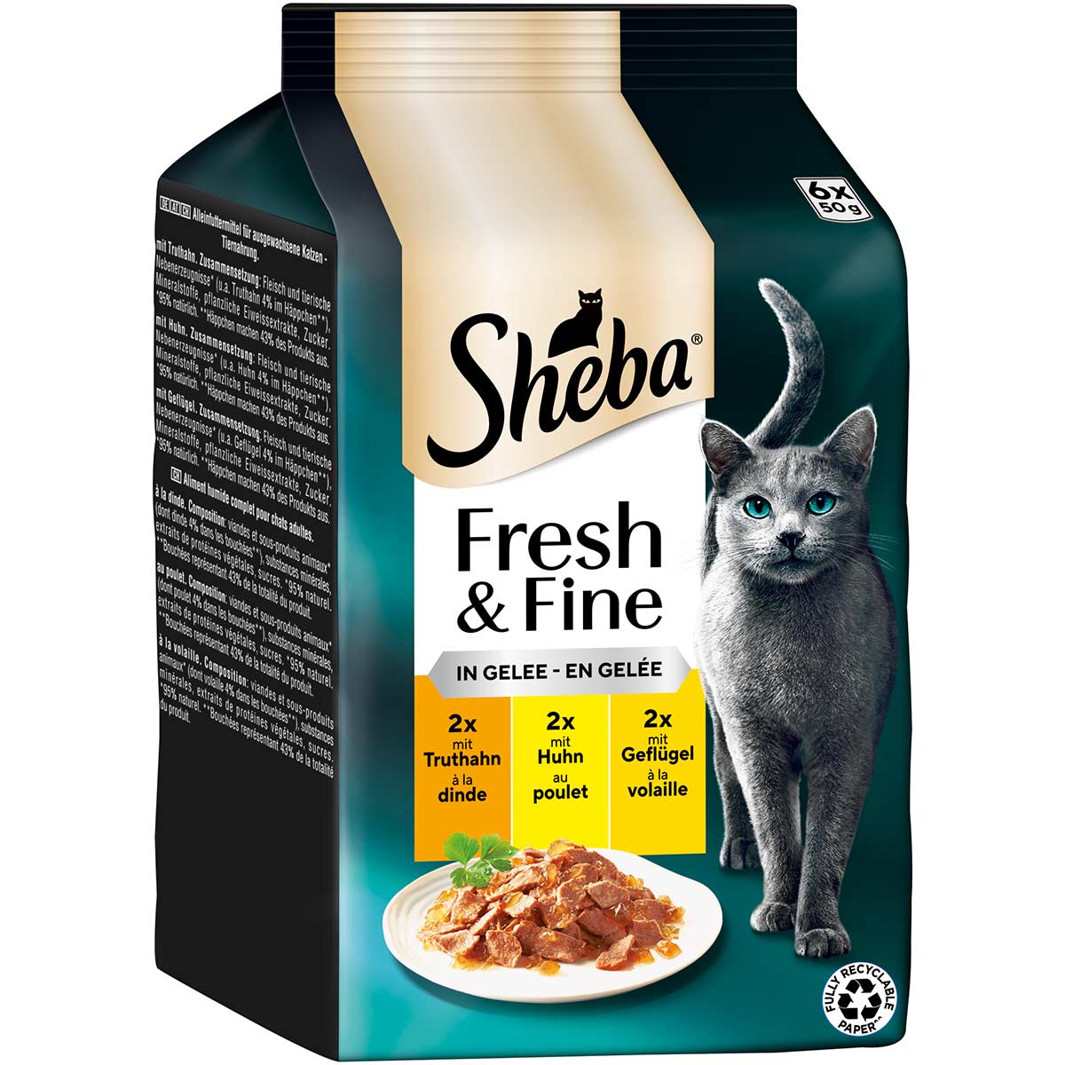 Sheba Fresh & Fine Gelee Truthahn, Huhn & Geflügel 6x50 g Sheba Fresh & Fine Gelee Truthahn, Huhn & Geflügel 6x50 g von Sheba