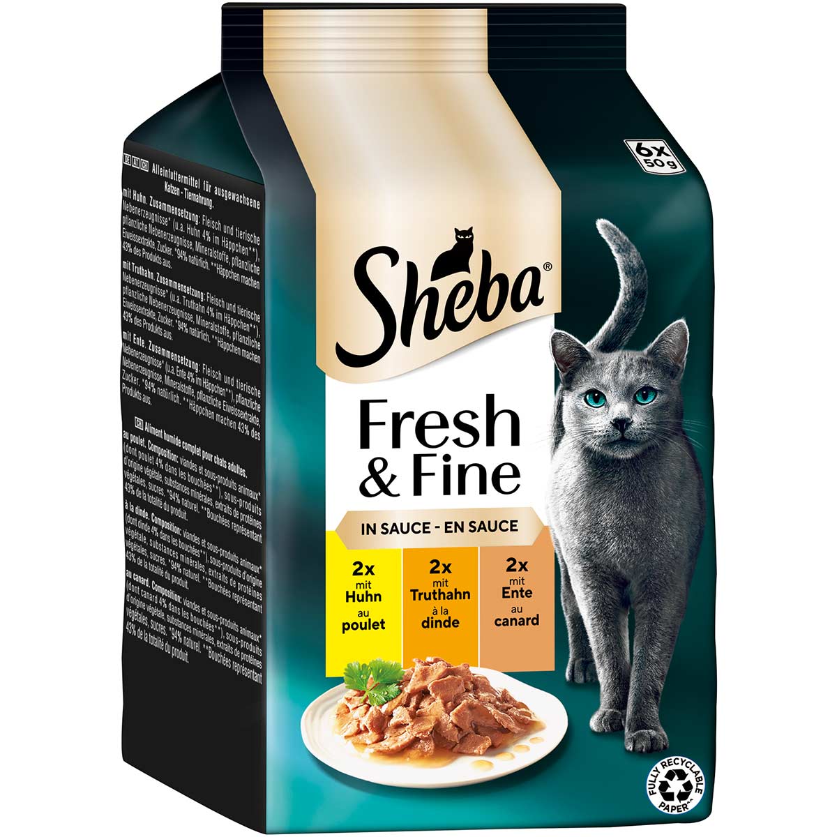 Sheba Fresh & Fine Sauce mit Huhn, Truthahn & Ente 6x50 g Sheba Fresh & Fine Sauce mit Huhn, Truthahn & Ente 6x50 g von Sheba