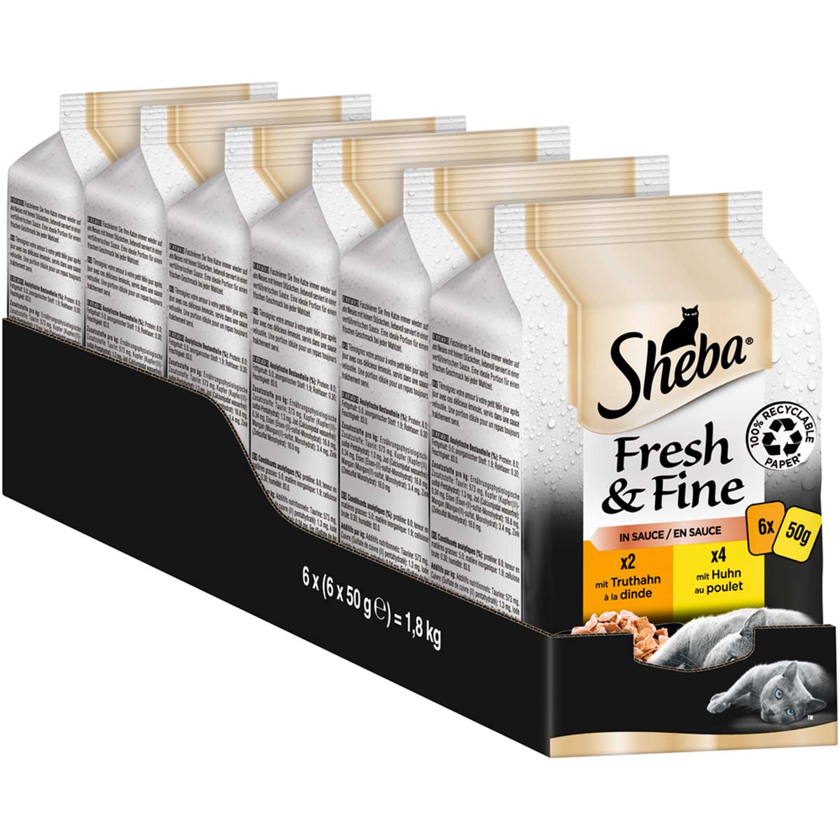 Sheba Fresh & Fine in Sauce mit Huhn & Truthahn 6x50g von Sheba