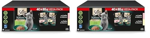 Sheba Katzen Nassfutter für Kitten im Portionsbeutel Feine Vielfalt mit Lachs (MSC) und Huhn in Sauce Multipack 40x85g (Packung mit 2) von Sheba